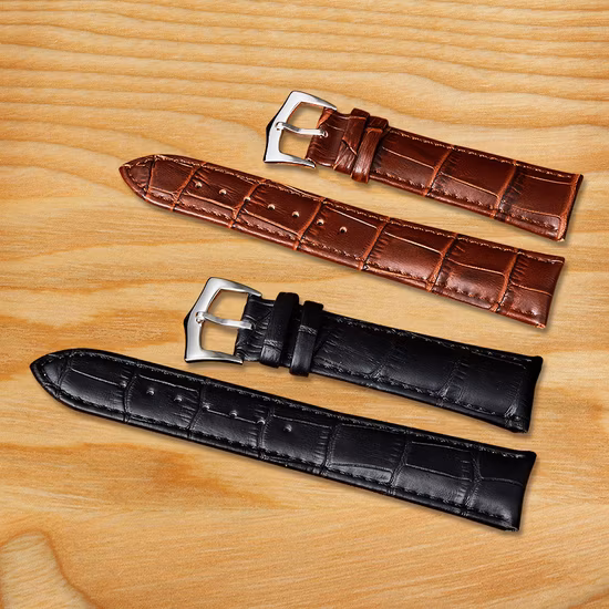 Custom Logo Watch Accessories High Quality Corcodile Band Genuine Leather Strap for Men Women Wrist Watch