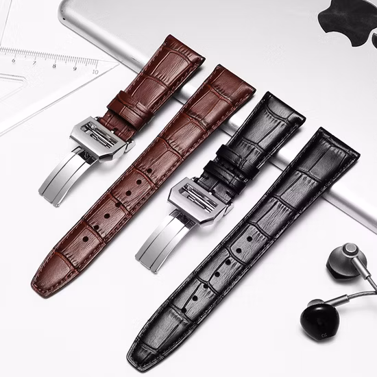 Custom Logo Watch Accessories High Quality Corcodile Band Genuine Leather Strap for Men Women Wrist Watch