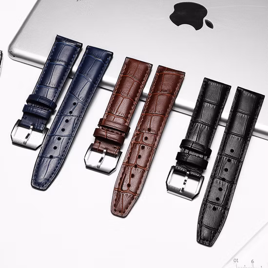 Custom Logo Watch Accessories High Quality Corcodile Band Genuine Leather Strap for Men Women Wrist Watch