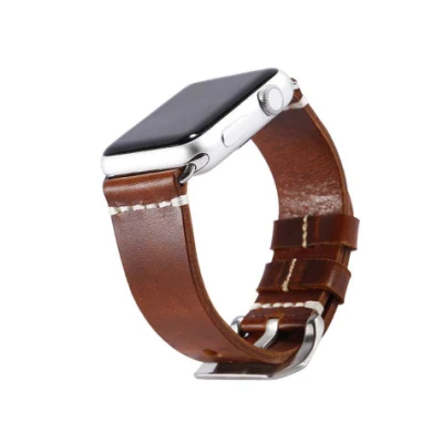 맞춤형 디자인 시계 밴드 브라운 가죽 시계 스트랩 Apple Watch Strap